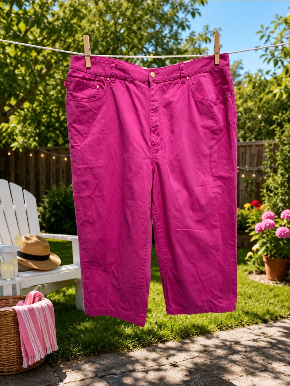 Ralph Lauren Pink Jeans with Leather Logo Patch size 18